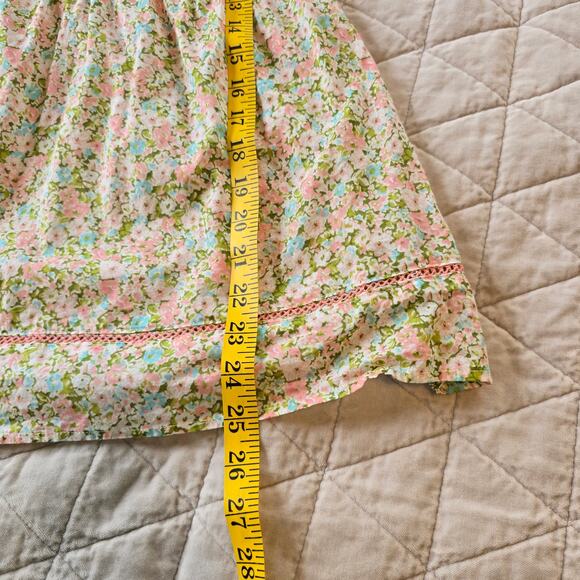 Forever 21 Y2K Babydoll Top Juniors M Dainty Pastel Floral Print Crochet Accent - Picture 11 of 11